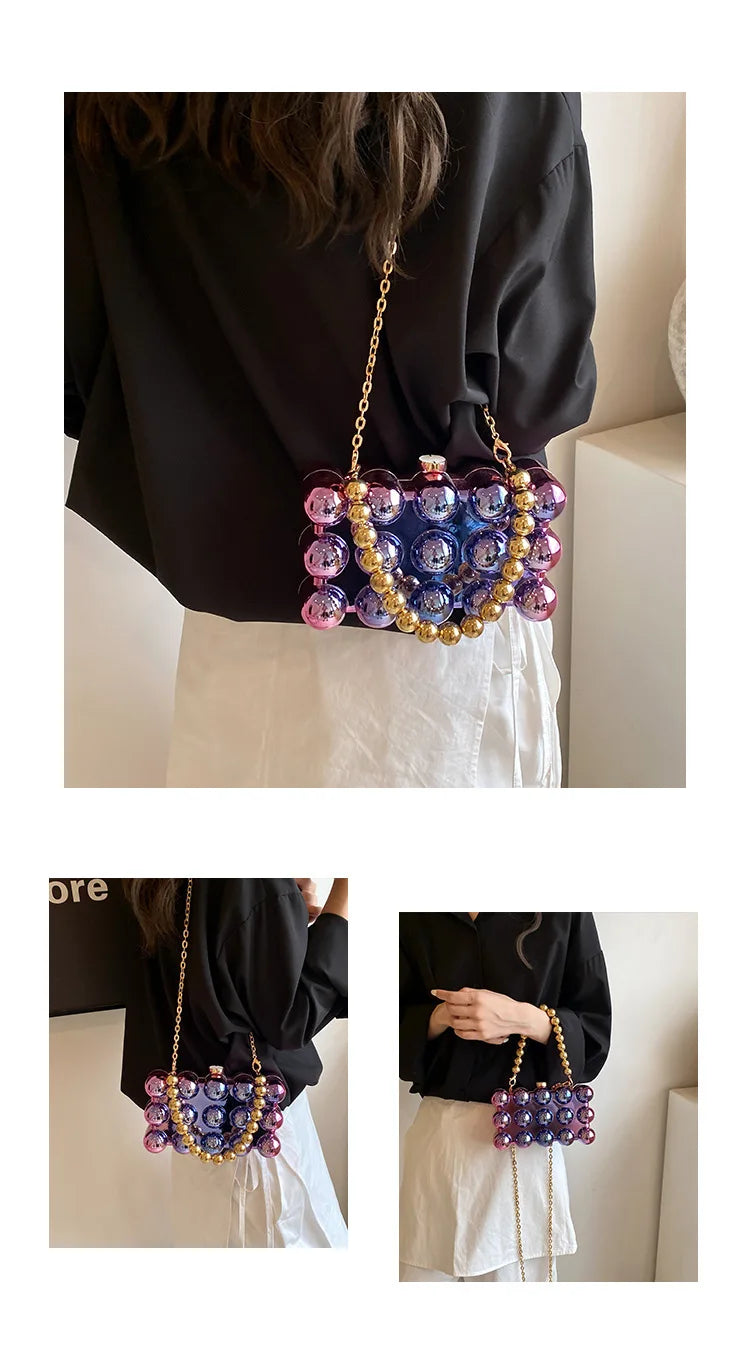 Mini Gold Chain Crossbody Bags for Women 2024 Y2K Korean Fashion Lady Evening Party Shoulder Bag Handbags and Purses