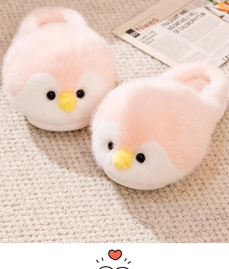 Funny Fuzzy Penguin Slippers Girls Novelty Indoor Shoes Women Soft Furry Slippers Female Plush Home Shoes Animal Flip Flops