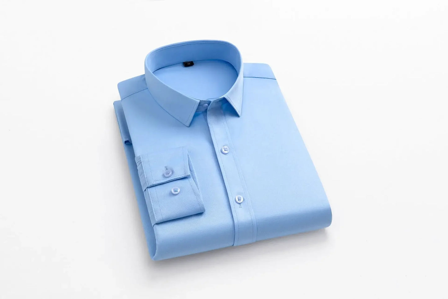 Men's long sleeved elastic shirt, non ironing business dress, professional work attire, stand up collar shirt