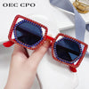 Square Luxury Diamonds Sunglasses Women Punk Fashion Rhinestone Sun Glasses Female Shiny Sexy Yellow Lens Eyewear Shade Handmade