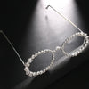 Simple Round Rhinestone Sunglasses Frames No Lenses Rave Accessories Fashion Designer Hollow Alloy Face Jewelry Frames for Women