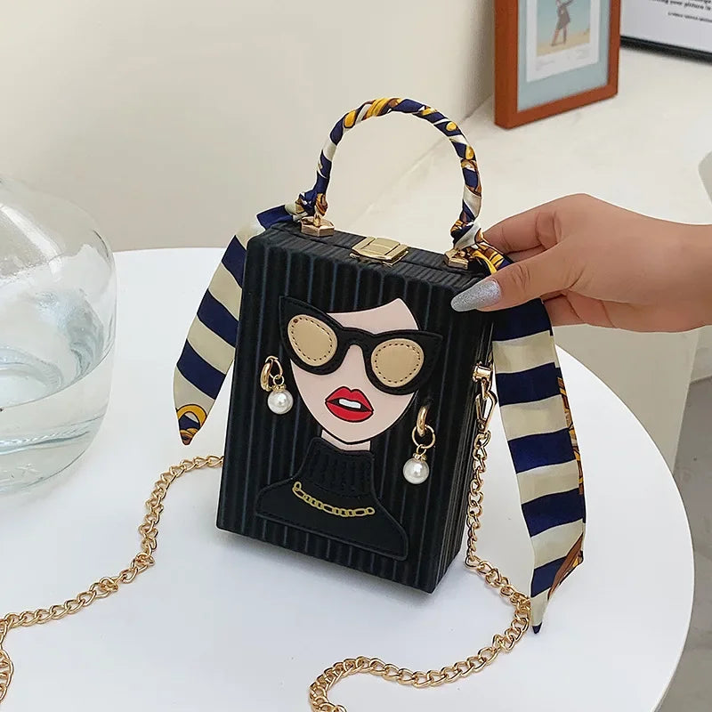 Evening Bags for Women 2024 New Fashionable Leather Shoulder Bag Woman Hard High Quality Hip Hop Party Luxury Designer Handbag