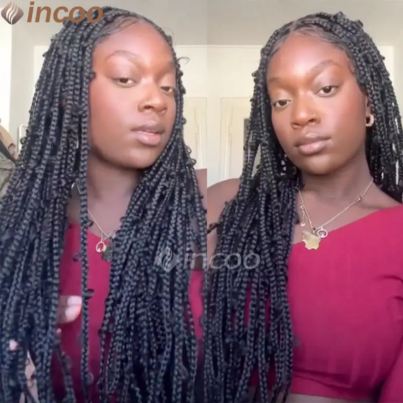 36 Inches Synthetic Lace Braided Wigs Butterfly Braids Lace Wig For Black Women Braid Wigs On Sale Clearance Box Braids Lace Wig