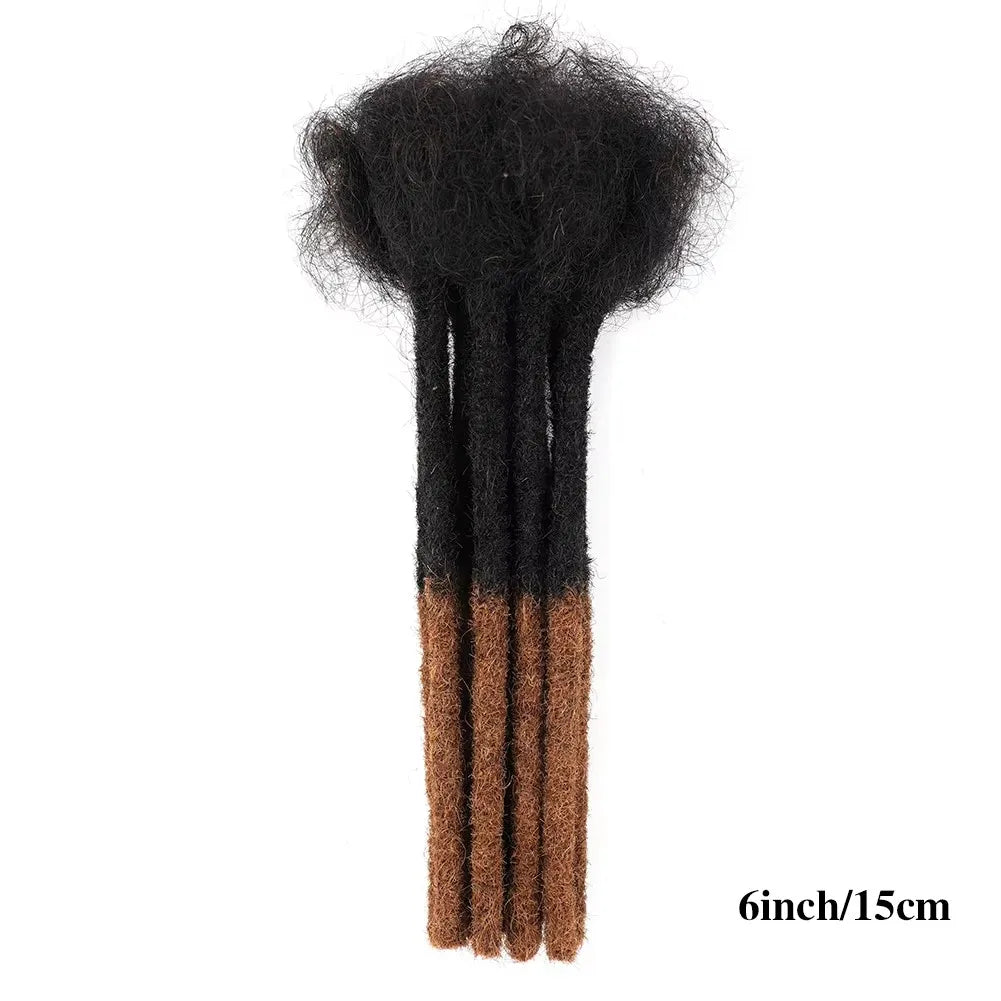 0.6cm Thickness 6-24 Inches 10 Stands Pacs Dreadlocks Human Hair Extensions for Women Ombre Brown Loc Extension can be Dyed