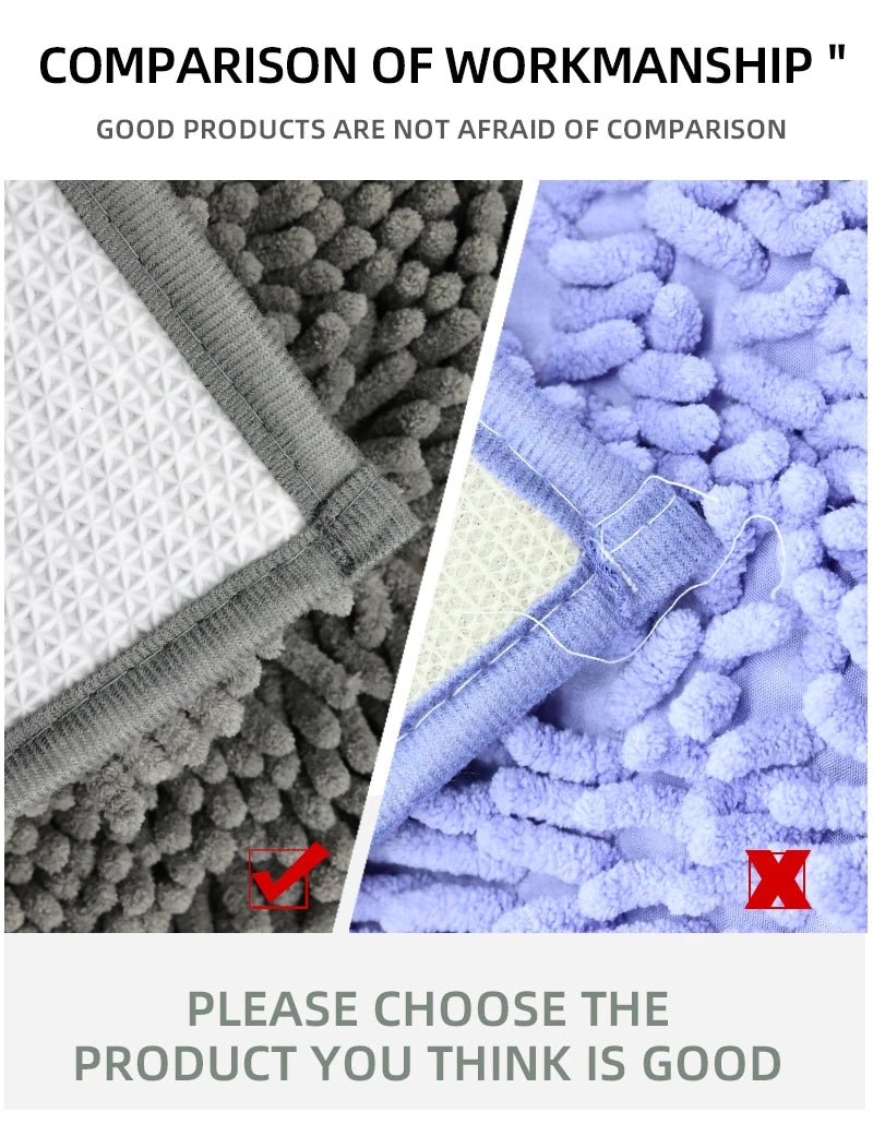 3-piece bathroom chenille floor mat, absorbent anti slip bathroom carpet, bathroom U-shaped foot mat, toilet lid, TPR anti slip