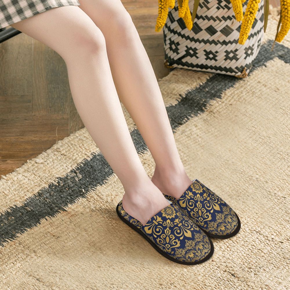 Custom Queen Of Absolutely Everything Gold Baroque Soft Memory Foam House Slippers Women Comfy Warm Anti-skid Sole Slipper
