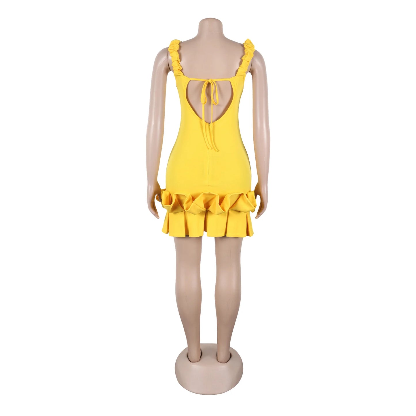 CM.YAYA Women Spaghetti Strap Sleeveless V-neck Mini Dress 2025 Summer Ruched Stacked Party Evening Night Club Chic Dresses