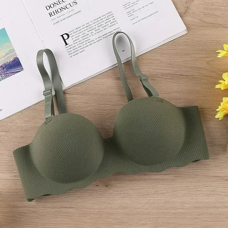 Sexy Bras Push Up Seamless Underwear Women Solid Color Wireless Lingerie Feamle One-pieces Gather Convertible Straps Brassiere