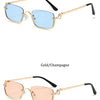 Fashion Small Square Women's Sunglasses Luxury Brand Metal Half Frame Sunglasses Woman Trend 2024 Vintage Black Pink Shades