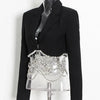 TWOTWINSTYLE Solid Casual Patchwork Diamonds Chain Slim Blazer For Women Notched Collar Long Sleeve Temperament Blazers Female