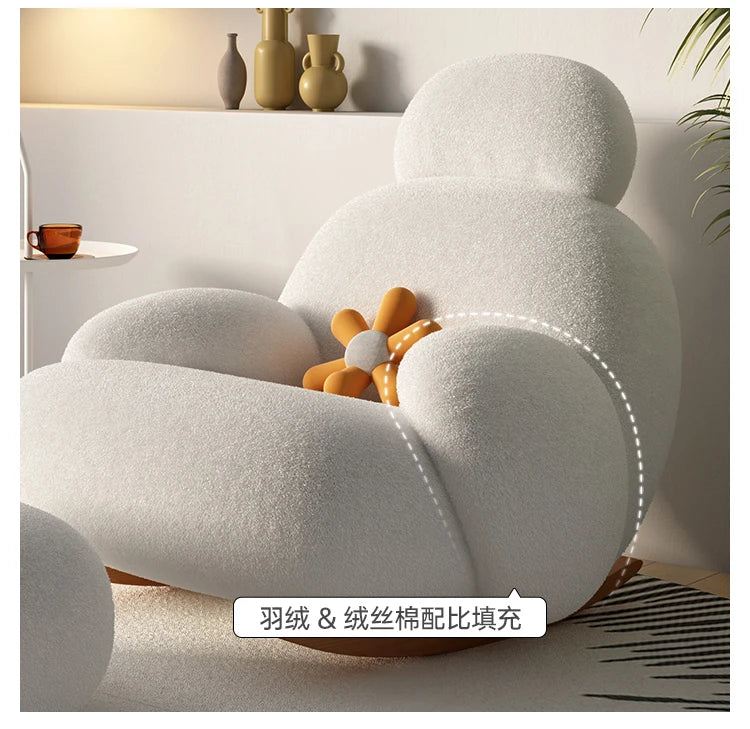 Fluffy White Living Room Chair Modern Cute Floor Ergonomic Living Room Chair Lounge Recliner Meuble Salon Home Furniture