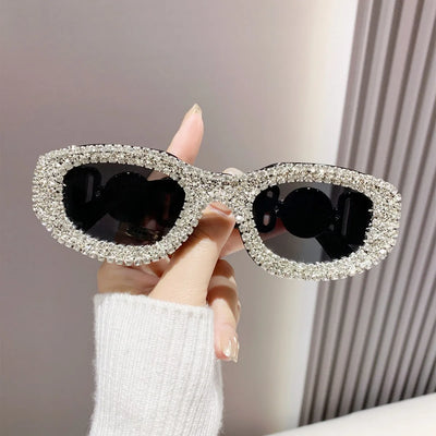 Fashion Square Sunglasses for Women Rectangle Brand Shades Sun Glasses Bling Diamond Eyeglasses Uv400 Glittering Accessories