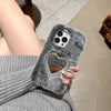 Plush Girl Mirror Case For iPhone 14 15 Pro Max 11 12 13 Pro Max Cosmetic Mirror Drop Protection Cover