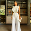 New Summer Women Jumpsuit One Front Ruffle Jumpsuit Sleeveless Wide Leg Long Pant Bodysuit Fashion Fit Casual Streetwear