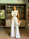 New Summer Women Jumpsuit One Front Ruffle Jumpsuit Sleeveless Wide Leg Long Pant Bodysuit Fashion Fit Casual Streetwear