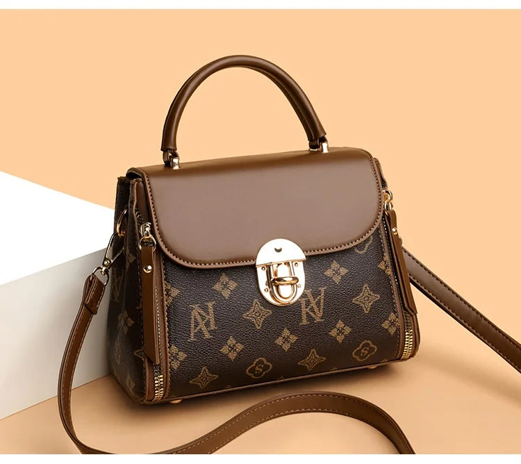 Bags for Women, Printed Fashionable Hand-Held Locks, Commuting Small Square Bag, Fashionable and Versatile Shoulder Crossbody Ba
