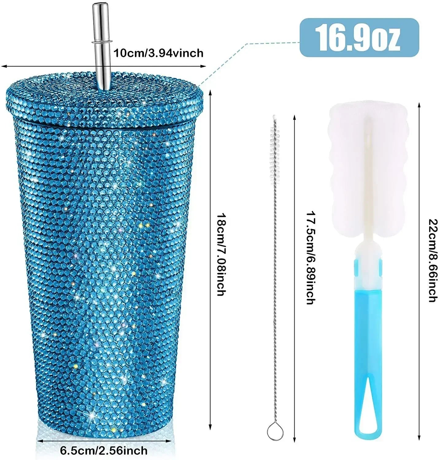 1 Pc Rhinestone Coffee Cup Gift Cup Rhinestone Rhinestone Thermos Cup Double Stainless Steel Straw Cup Coffee Mug  Water Bottles