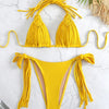 2025 New Sexy Burgundy Bikini Set with Gold Detail- Bandeau Top with High-Cut Bottoms, Perfect for Summer Beach and Pool Parties