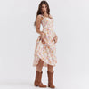 Suninheart Summer Pink Floral Print Corset Dress Midi Elegant Sexy Party Dresses Holiday Birthday Casual A Line Women Clothing