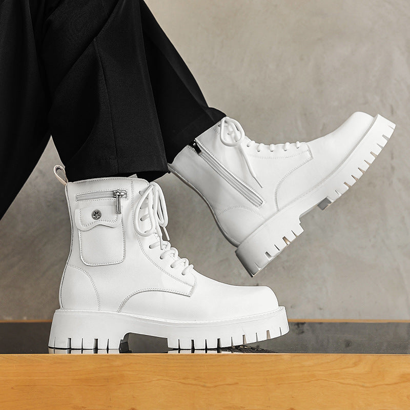 2025 Trend Men Boots Sneakers Outdoor Fashion High Top Wholesale Punk Shoes for Men Casual Leather Street Style Ankle Boots Men