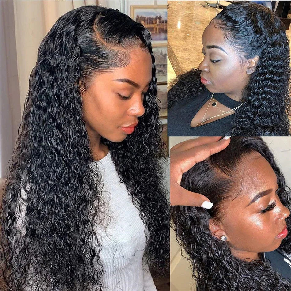 13x6 HD Transparent Lace Front Water Curly Wave Human Hair Wigs 40 Inch Long Jerry Curly Human Hair Frontal Wigs Full Bouncy