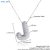 MHS.SUN High Quality Bubble Initial Necklace Letter A-Z Silver Color Zircon 26 Initial Balloon Pendant For Women Men Jewelry