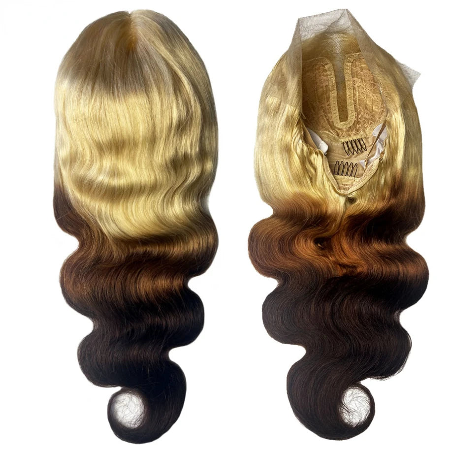 Ombre 613 Lace Front Human Hair Wigs Pre Plucked 13x4 HD Lace Front Wig Reverse Ombre Hair On Blonde 3 Tone Ombre Wigs On Sale