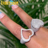 New Full Iced Out Bling Hollow Heart Ring Gold Silver Color 5A CZ Micro Pave Cubic Zircon Rings Hip Hop Punk Men Women Jewelry