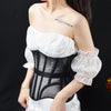 Women Abdomen Tight Corset Crops Under Bust Bustiers Breathable Mesh Waist Girdle With Bones Slimming Lace Up Bodices