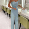 Women Sexy Jumpsuit Breast Wrap Spring Summer Fashion Female Elegant White Empire Casual Straight Long Jumpsuits