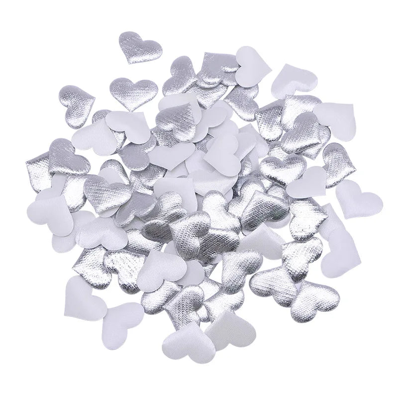 100Pcs 35mm Romantic Sponge Satin Fabric Heart Petals Wedding Confetti Table Bed Heart Petals Wedding Valentine Decoration
