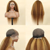 Highlight P4/27 Kinky Straight 24Inch Brown Blonde Color 13x6 Brazilian Transparent Lace Front Human Hair Pre Plucked Wig