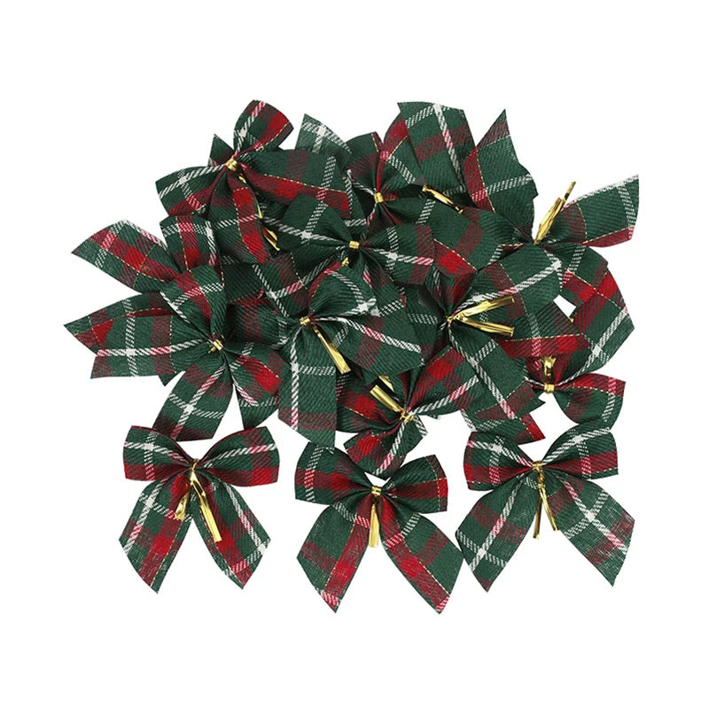 20/10pcs Linen Christmas Bow Decoration Christmas Tree Hanging Ornaments Bowknot For Xmas Wreath New Year 2024 Navidad Gifts Bow