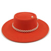 Women's Pearl Chain Fedora High Fashion with Pearl Pins Bump Cap Black White Autumen Winter Ladies Fedoras Wide Brim Girl Hat