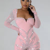 Znaiml Elegant Long Sleeve Playsuit Nightclub Rompers Birthday Outfits Woman Sparkly Diamonds Rhinestone Short Jumpsuits Luxury