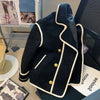 Autumn Winter Turn Down Collar Lambwool Coat Women Vintage Splices Loose Jackets Female Coat Thicken Outwears Women Jacket