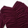 CUTENOVA Chic Design Cross Neck Crop Top Solid Color Mesh See Through Sexy Pleated Long Sleeve Elegant T-Shirt For Women Casual