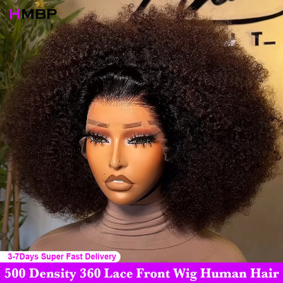 500 Density Glueless Wigs Human Hair Afro Coily Kinky Curly 13*6 Hd Lace Frontal Wig Human Hair T1B/Brown Preplucked For Women