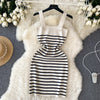 Striple 2024 Sexy Summer Knit Strap Dress Women Tank Elatic Waist Bodycon Sundress Female Beach  Backless Midi Dress
