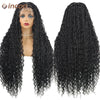 Boho Box Braided Wigs Curly Hair Synthetic Full Lace Front Wigs for Black Women Goddess Locs Braid Wig Bohemian Box Braid Wig