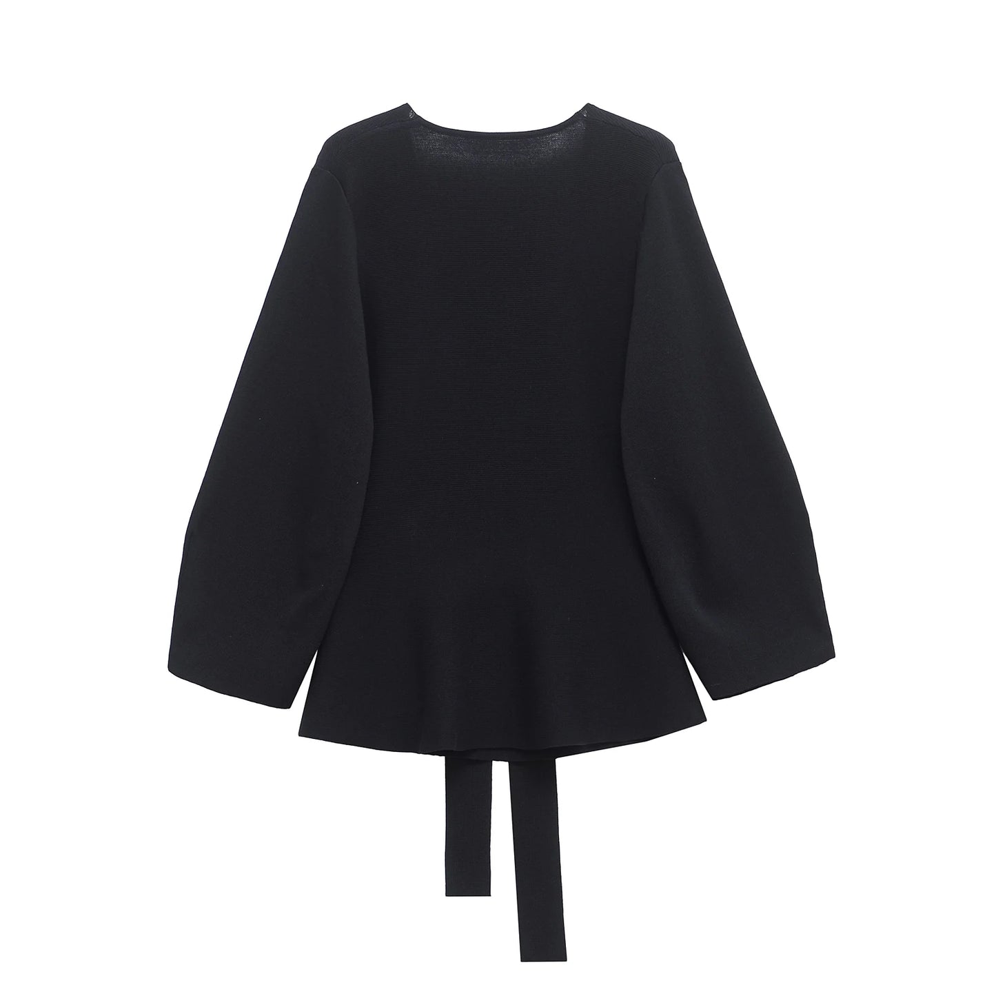 TRAFSHE Spring Women Shoulder Pad Belt Knit Blazer Women Retro V-neck Long Sleeve Versatile Female Coat Women Clothes 9598/128