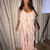 Chic and Elegant Summer Dress Women Halter Sexy Birthday Dress Transparent Mesh Backless Maxi Dress Wholesale Dropshipping