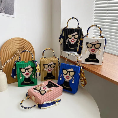 Evening Bags for Women 2024 New Fashionable Leather Shoulder Bag Woman Hard High Quality Hip Hop Party Luxury Designer Handbag
