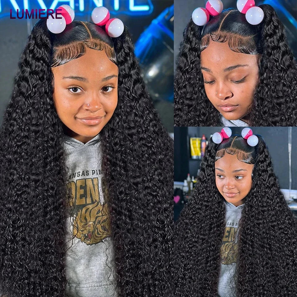 Mongolian Afro Kinky Curly Human Hair Bundles With Closure Deep Curly Hair Weave Bundles With Frontal Closure Hair Extensions