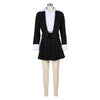 BWQ 2024 INS Women Fashion Pleated Mini Skirts Suit and Shirt Patchwork Long Sleeve Blazer Matching 2 Two Piece Set Outfits