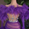 White Purple Women Sexy Strapless Mesh Ruffles 2 Pieces Bodycon Mini Dress See Through Celebrate Nightclub Party Birthday Wear