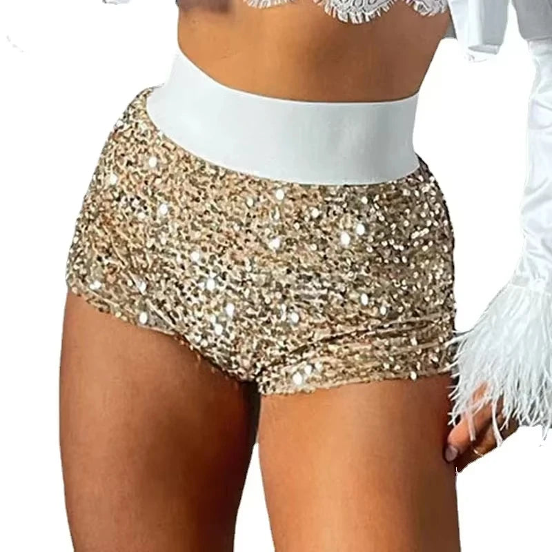 2023 Summer Women Mini Shorts Fashion Trend Sequined High Waist Glitter Clothing Sexy Skinny Party Nightclub Shorts Streetwear