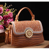 Fashion Diamonds Women Handbags 2023 Red Genuine Leather Lady Shoulder Messenger Bag Crocodile Pattern Portable Shell Tote Bags