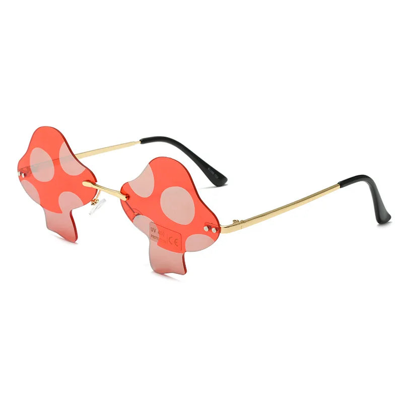 Women Girls Mushroom Euro American Style Rimless Sunglasses Adult Personalized Fashion Glasses Female Sunscreen UV400 Sunglasses