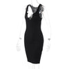 Sexy Deep U Neck Wrap Chest Slim Bodycon Dress Women Sleeveless Solid Color Skinny Dress Elegant Club Party Vestidos